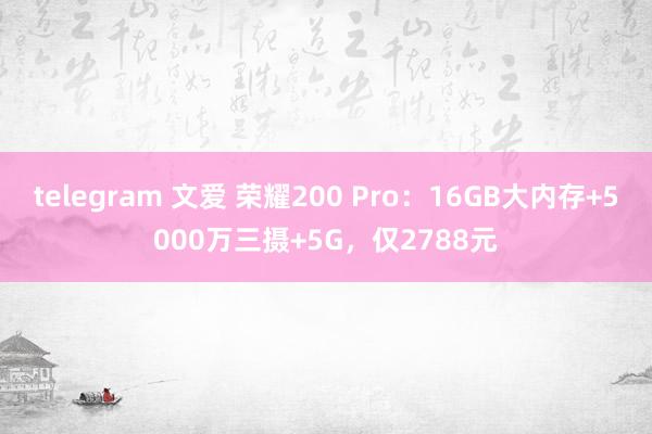 telegram 文爱 荣耀200 Pro：16GB大内存+5000万三摄+5G，仅2788元