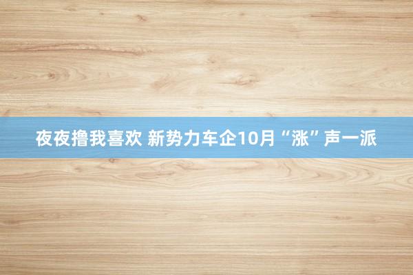夜夜撸我喜欢 新势力车企10月“涨”声一派