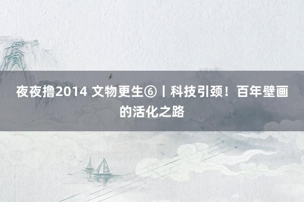夜夜撸2014 文物更生⑥丨科技引颈！百年壁画的活化之路