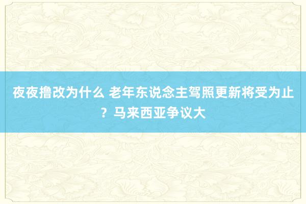 夜夜撸改为什么 老年东说念主驾照更新将受为止？马来西亚争议大