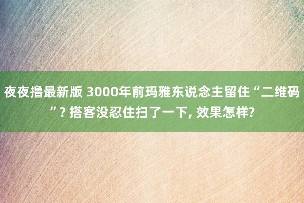 夜夜撸最新版 3000年前玛雅东说念主留住“二维码”? 搭客没忍住扫了一下, 效果怎样?