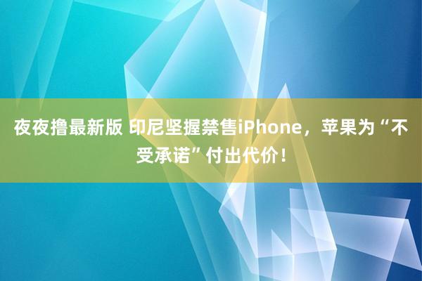 夜夜撸最新版 印尼坚握禁售iPhone，苹果为“不受承诺”付出代价！