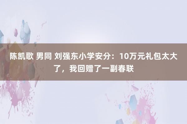 陈凯歌 男同 刘强东小学安分：10万元礼包太大了，我回赠了一副春联