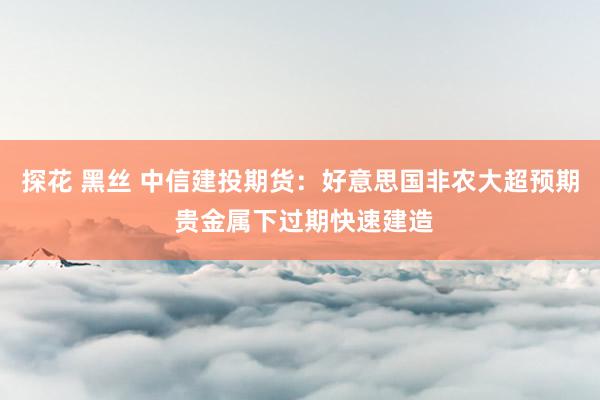 探花 黑丝 中信建投期货：好意思国非农大超预期 贵金属下过期快速建造