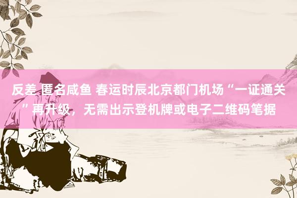 反差 匿名咸鱼 春运时辰北京都门机场“一证通关”再升级，无需出示登机牌或电子二维码笔据
