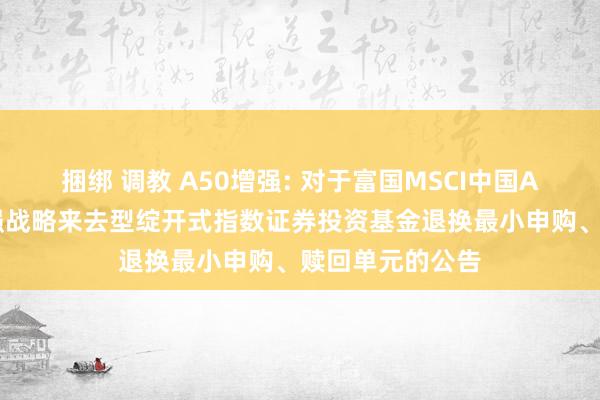 捆绑 调教 A50增强: 对于富国MSCI中国A50互联互通增强战略来去型绽开式指数证券投资基金退换最小申购、赎回单元的公告