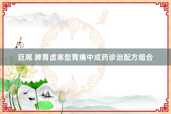 巨屌 脾胃虚寒型胃痛中成药诊治配方组合