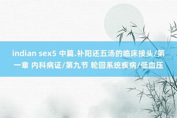indian sex5 中篇.补阳还五汤的临床接头/第一章 内科病证/第九节 轮回系统疾病/低血压