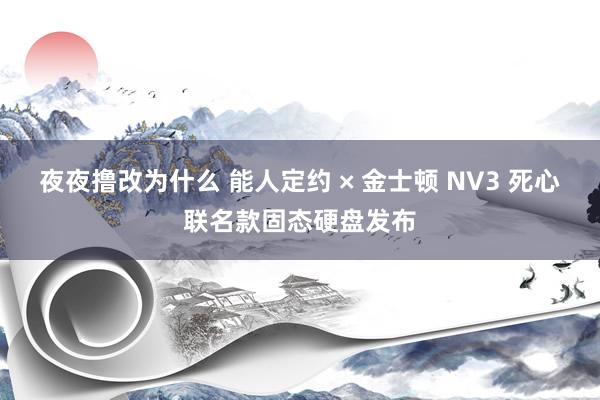 夜夜撸改为什么 能人定约 × 金士顿 NV3 死心联名款固态硬盘发布