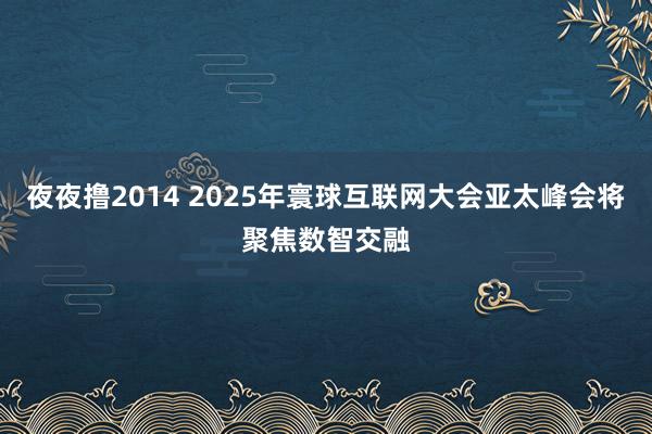 夜夜撸2014 2025年寰球互联网大会亚太峰会将聚焦数智交融
