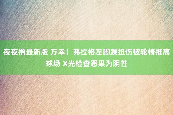 夜夜撸最新版 万幸！弗拉格左脚踝扭伤被轮椅推离球场 X光检查恶果为阴性