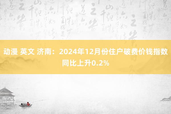 动漫 英文 济南：2024年12月份住户破费价钱指数同比上升0.2%