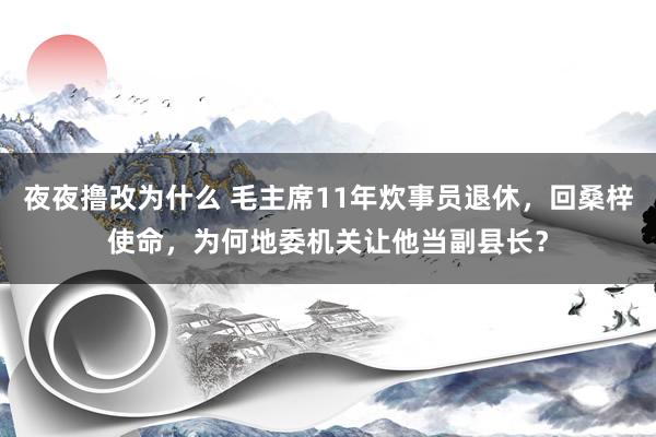 夜夜撸改为什么 毛主席11年炊事员退休，回桑梓使命，为何地委机关让他当副县长？