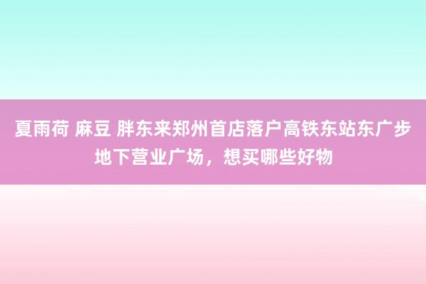夏雨荷 麻豆 胖东来郑州首店落户高铁东站东广步地下营业广场，想买哪些好物
