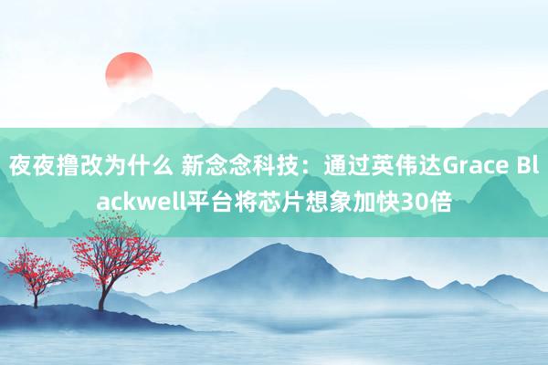 夜夜撸改为什么 新念念科技：通过英伟达Grace Blackwell平台将芯片想象加快30倍
