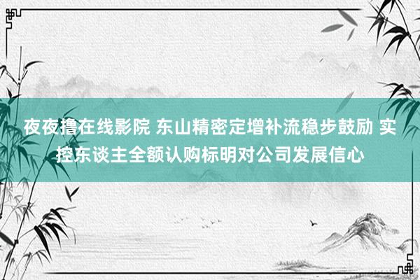 夜夜撸在线影院 东山精密定增补流稳步鼓励 实控东谈主全额认购标明对公司发展信心