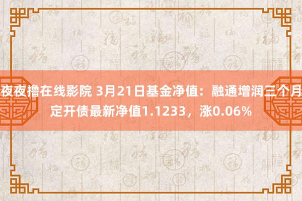 夜夜撸在线影院 3月21日基金净值：融通增润三个月定开债最新净值1.1233，涨0.06%