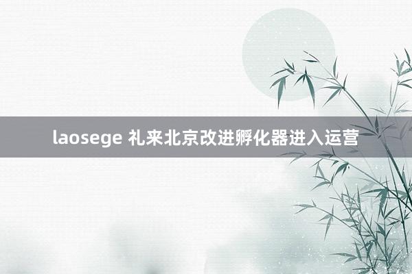 laosege 礼来北京改进孵化器进入运营