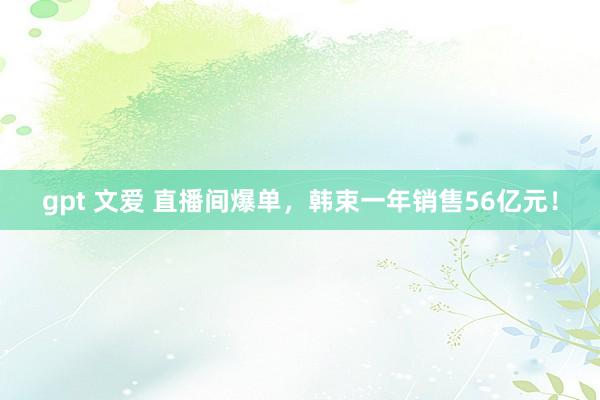 gpt 文爱 直播间爆单，韩束一年销售56亿元！