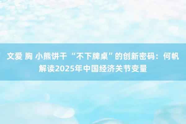 文爱 胸 小熊饼干 “不下牌桌”的创新密码：何帆解读2025年中国经济关节变量