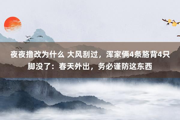 夜夜撸改为什么 大风刮过，浑家俩4条胳背4只脚没了：春天外出，务必谨防这东西