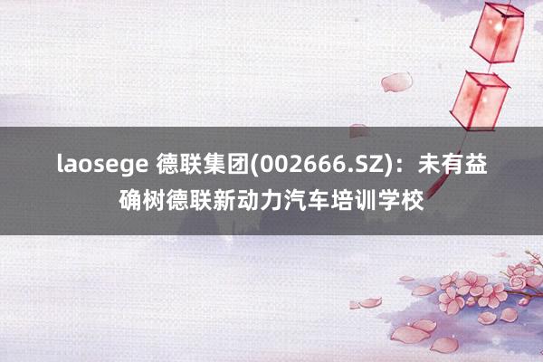 laosege 德联集团(002666.SZ)：未有益确树德联新动力汽车培训学校