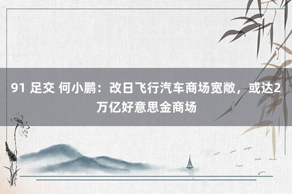 91 足交 何小鹏：改日飞行汽车商场宽敞，或达2万亿好意思金商场