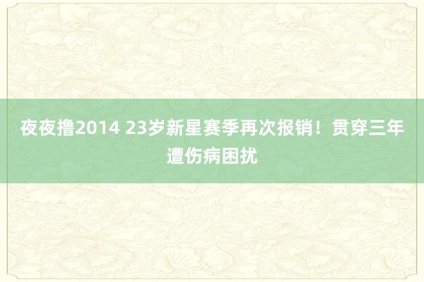 夜夜撸2014 23岁新星赛季再次报销！贯穿三年遭伤病困扰