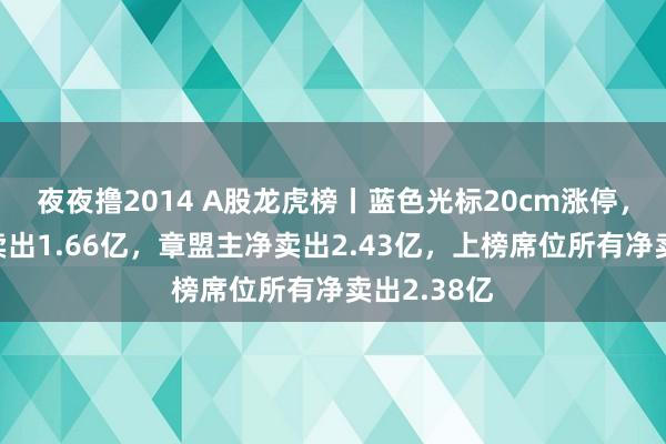 夜夜撸2014 A股龙虎榜丨蓝色光标20cm涨停，深股通净卖出1.66亿，章盟主净卖出2.43亿，上榜席位所有净卖出2.38亿