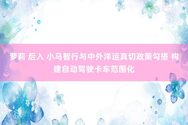 萝莉 后入 小马智行与中外洋运真切政策勾搭 构建自动驾驶卡车范围化