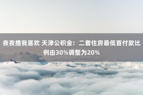 夜夜撸我喜欢 天津公积金：二套住房最低首付款比例由30%调整为20%
