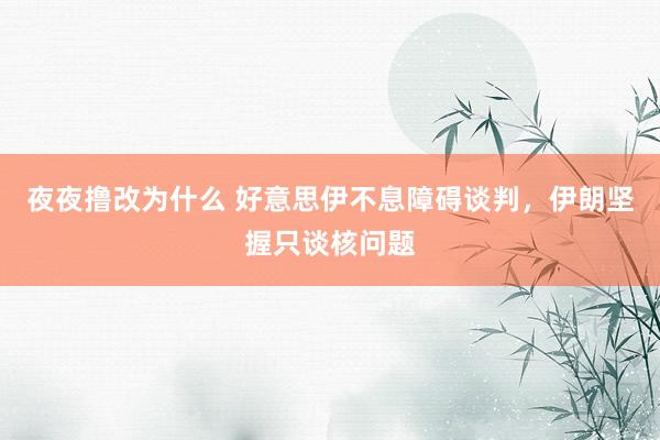 夜夜撸改为什么 好意思伊不息障碍谈判，伊朗坚握只谈核问题