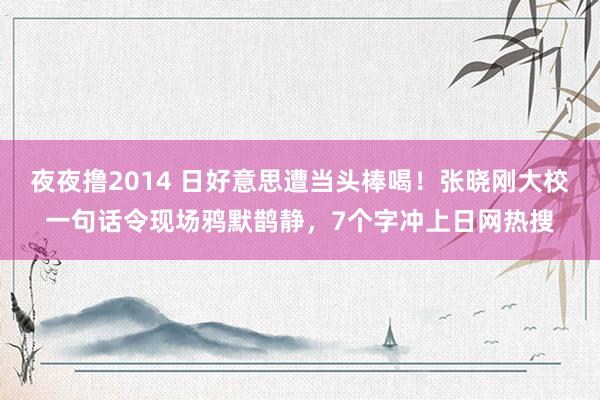 夜夜撸2014 日好意思遭当头棒喝！张晓刚大校一句话令现场鸦默鹊静，7个字冲上日网热搜