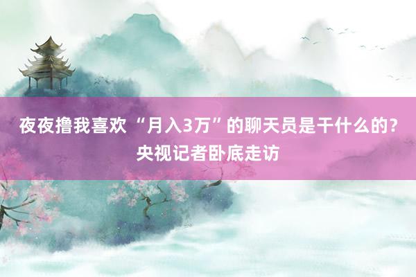 夜夜撸我喜欢 “月入3万”的聊天员是干什么的？央视记者卧底走访