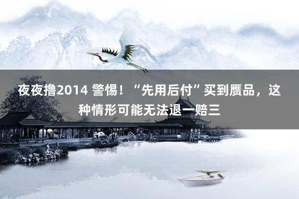 夜夜撸2014 警惕！“先用后付”买到赝品，这种情形可能无法退一赔三