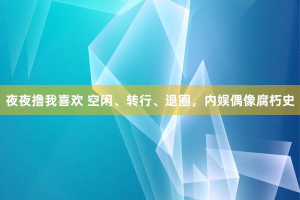 夜夜撸我喜欢 空闲、转行、退圈，内娱偶像腐朽史