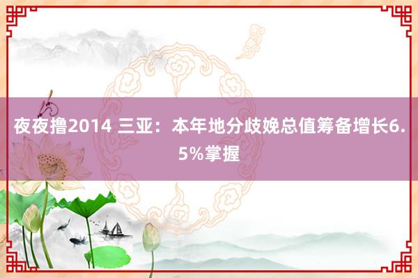 夜夜撸2014 三亚：本年地分歧娩总值筹备增长6.5%掌握