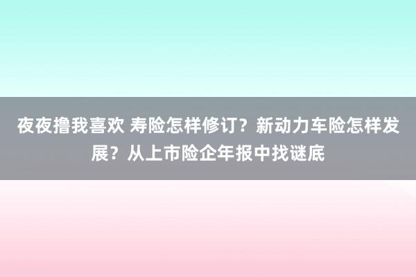 夜夜撸我喜欢 寿险怎样修订？新动力车险怎样发展？从上市险企年报中找谜底