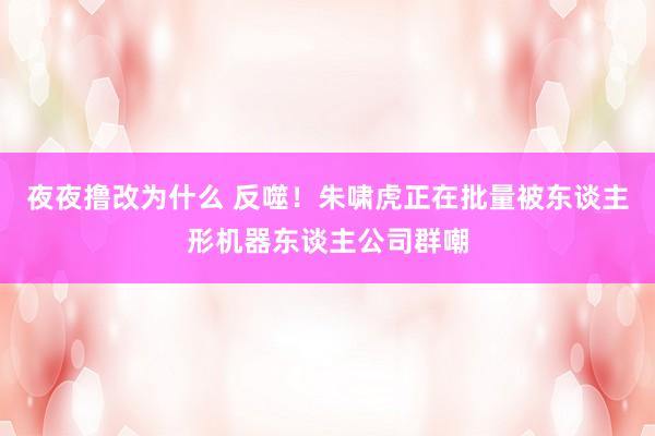 夜夜撸改为什么 反噬！朱啸虎正在批量被东谈主形机器东谈主公司群嘲