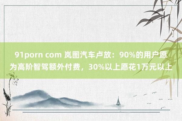 91porn com 岚图汽车卢放：90%的用户愿为高阶智驾额外付费，30%以上愿花1万元以上