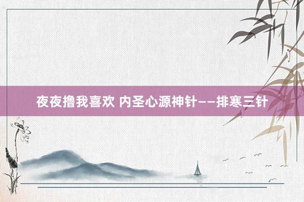 夜夜撸我喜欢 内圣心源神针——排寒三针